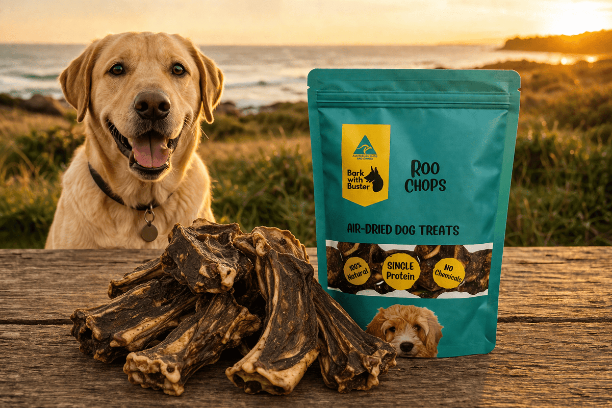Kangaroo Dog Treats – Meaty Bones for Strong Chewers - Bark with Buster