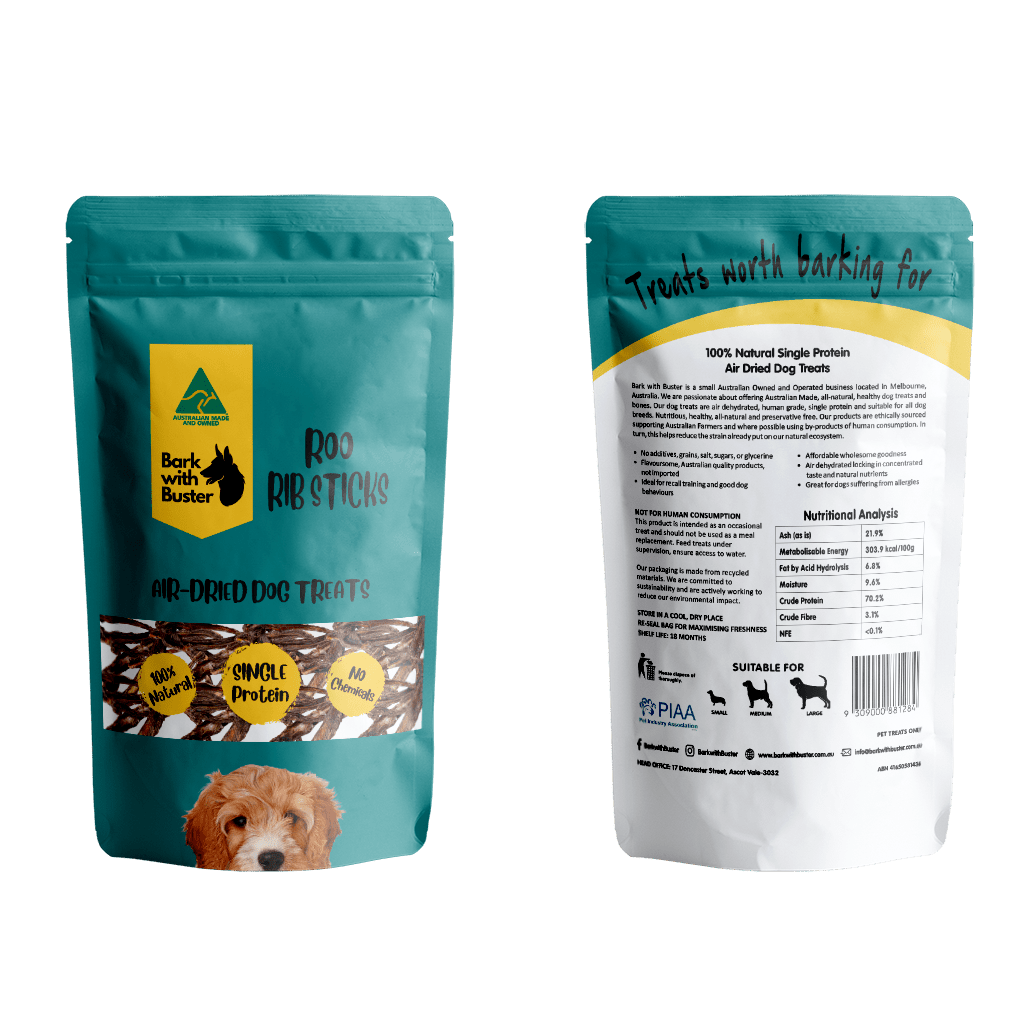 Kangaroo Rib Sticks Dog Treats - Bark with Buster
