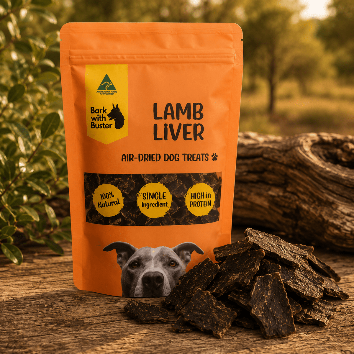 Lamb Liver Dog Treats Australia | Natural Air Dried Training Treats - Bark with Buster