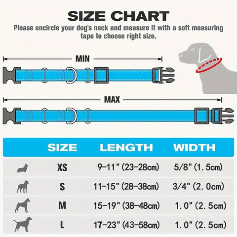 Slip proof dog collar measurements