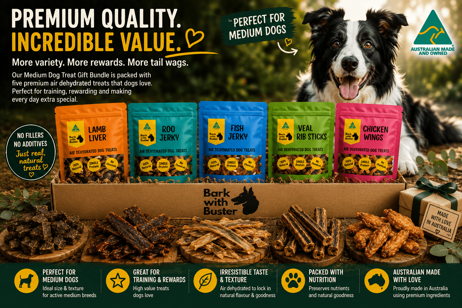 Medium Dog Treat Gift Bundle | Natural Dog Treats - Bark with Buster