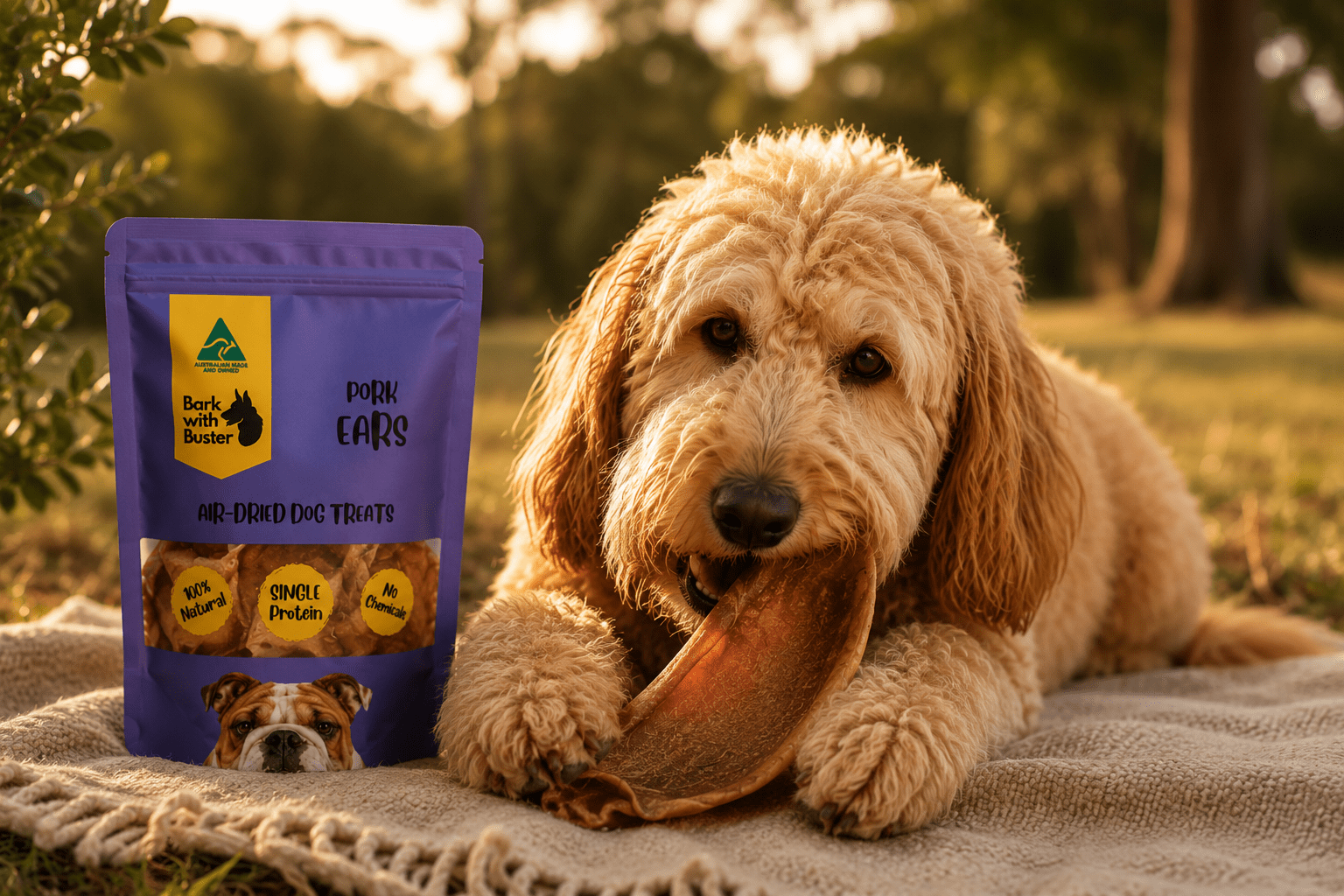 Natural Pig Ears Dog Treats Australia - Bark with Buster