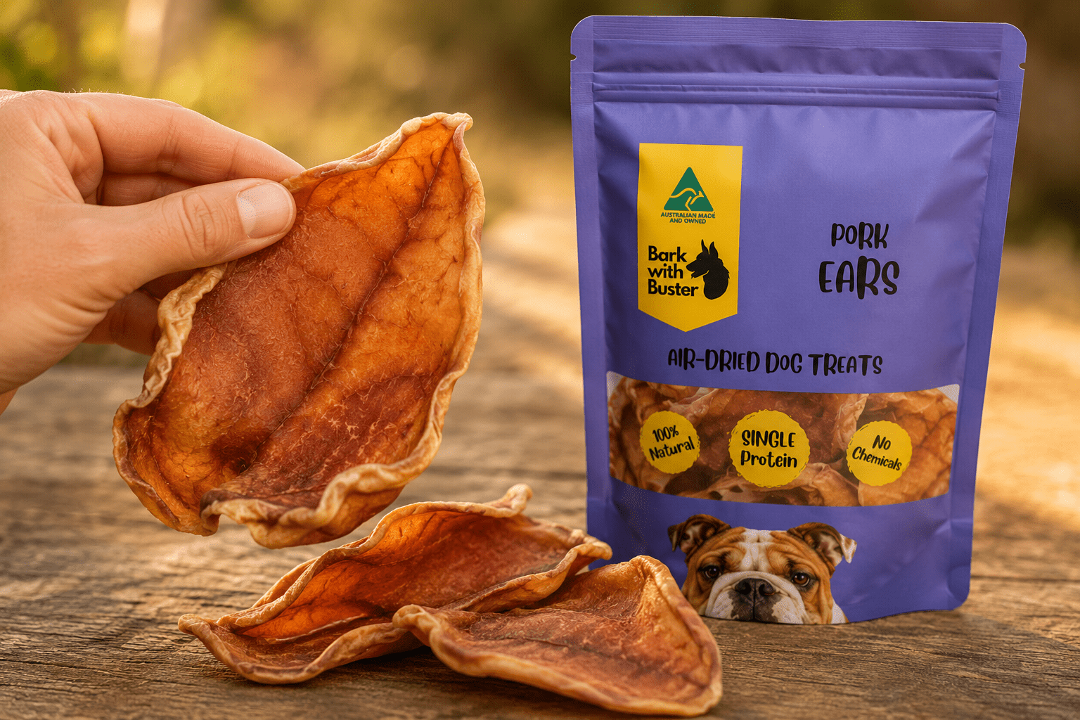 Natural Pig Ears Dog Treats Australia - Bark with Buster