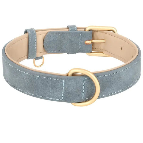 Soft padded leather dog collar showing comfortable double-layer design