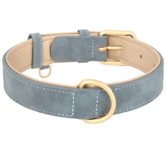 Soft padded leather dog collar showing comfortable double-layer design