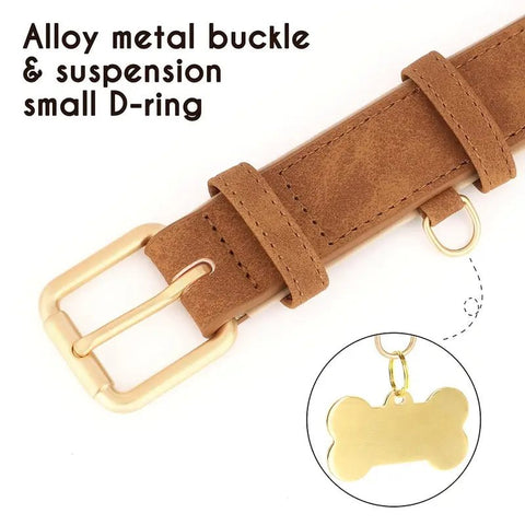 Soft padded leather dog collar with cushioned comfort lining