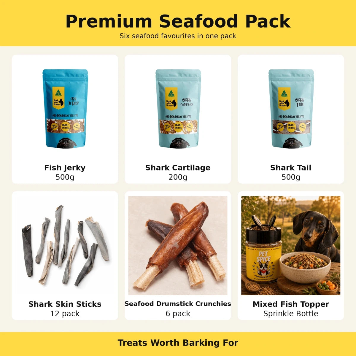 Premium Seafood Pack - Natural Dog Treats Bundle - Bark with Buster