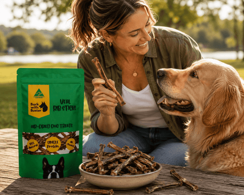 Veal Rib Sticks Dog Treats Australia – Natural Crunchy Air Dehydrated Dog Chews - Bark with Buster