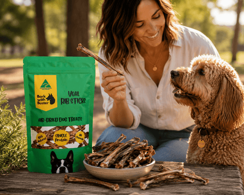 Veal Rib Sticks Dog Treats Australia – Natural Crunchy Air Dehydrated Dog Chews - Bark with Buster